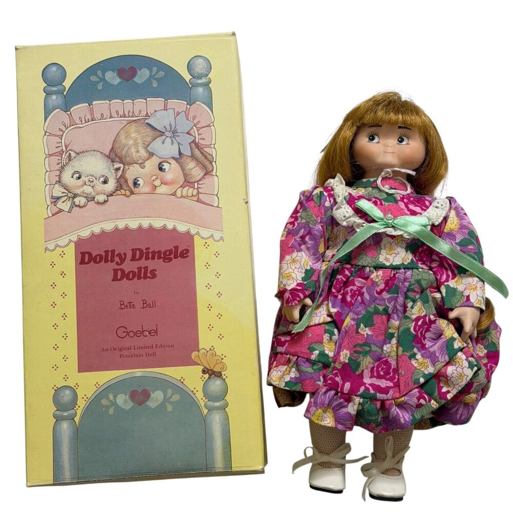 Dolly Dingle Dolls Bette Ball Party Doll Porcelain Goebel 9" New NIB